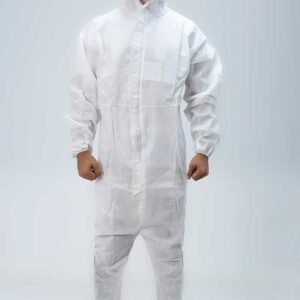 Disposable hazmat suit with hood and boot covers