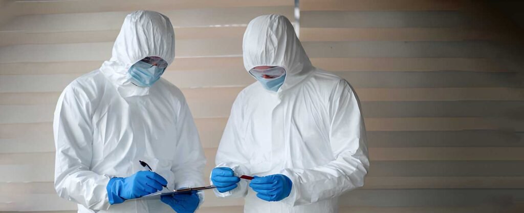 Disposable coveralls available from Poltex International in the USA